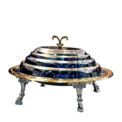 Buffet Bowl with Lid Silver/Gold/Blue 50x50x27 centimeter