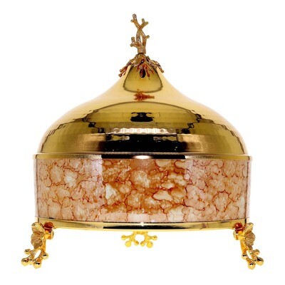 Liying Big Buffet Bowl with Cover and Food Server 26cm Diameter, Gold Multicolour 30x26x30 centimeter