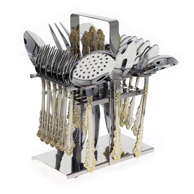 44-Piece Cutlery Set With Stand Silver/Gold