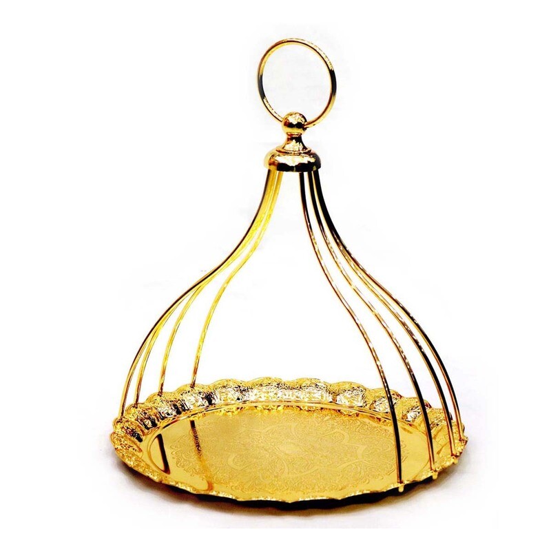 Stainless Steel Serving Tray Gold 44x44x47 centimeter