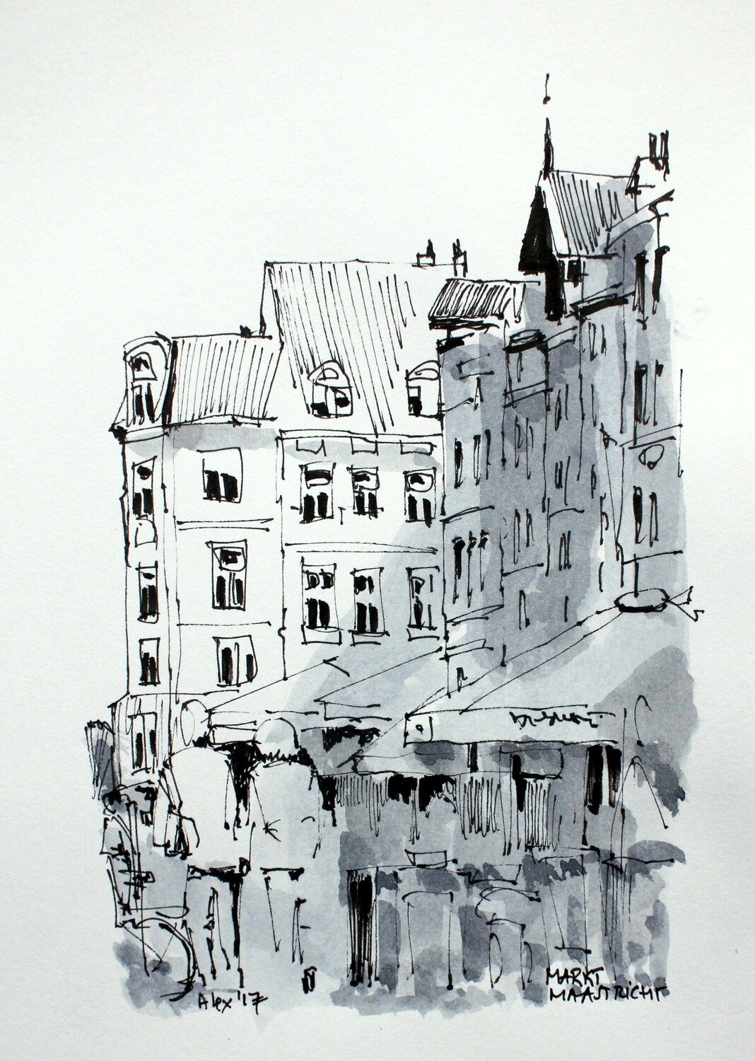 Watercolor, Maastricht Market, Netherlands