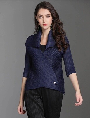 3/4 Sleeve Luxe Pleated Stretch Jacket