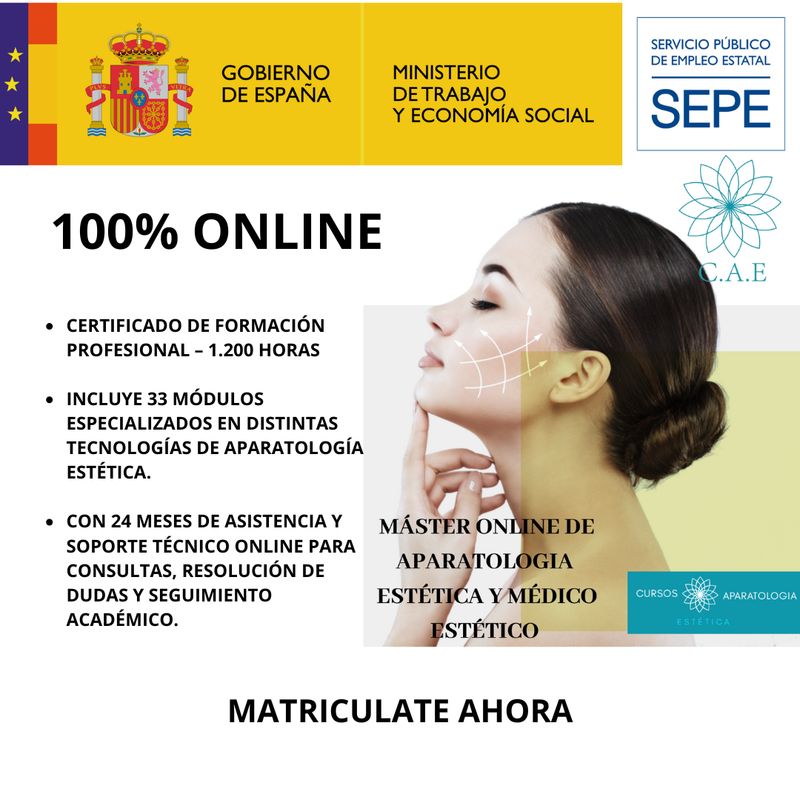 Máster Online Aparatología Estética y Médico -Estética + CERTIFICACIÓN Máster Online Aparatología Estética y Médico -Estética + CERTIFICACIÓN