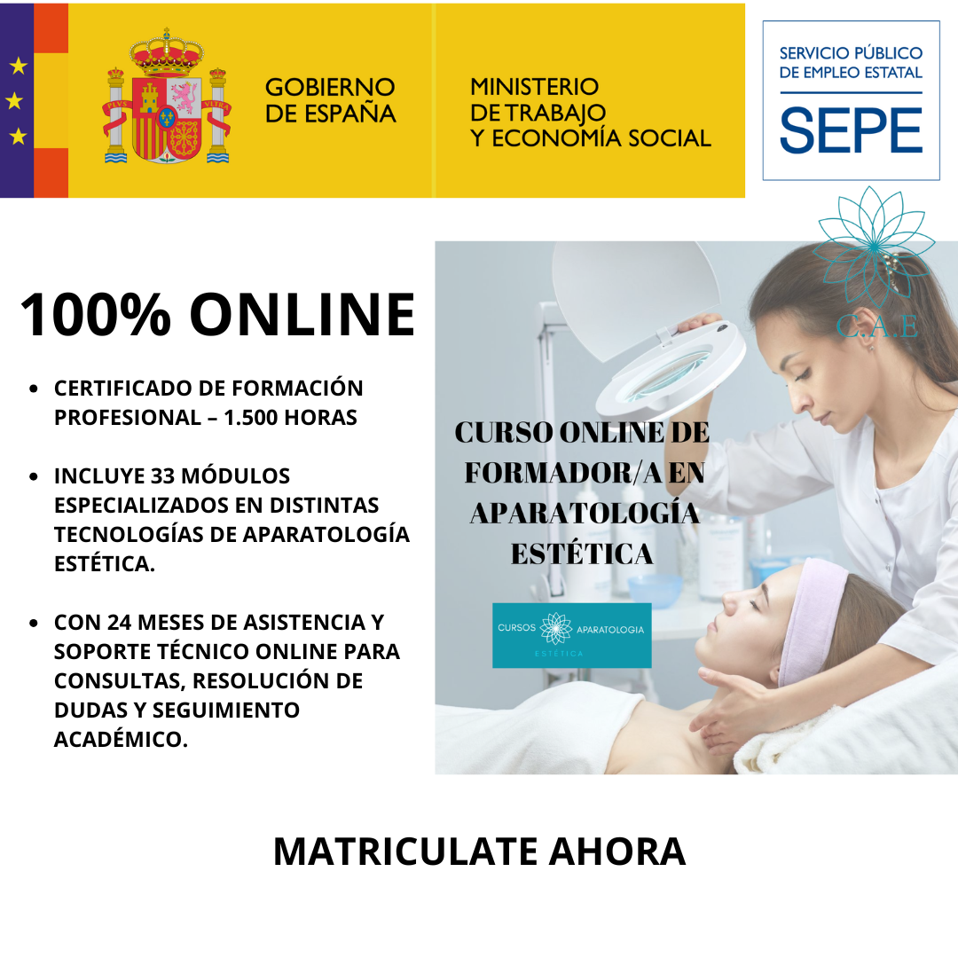 Curso online de FORMADOR/A en Aparatología Estética + CERTIFICACIÓN