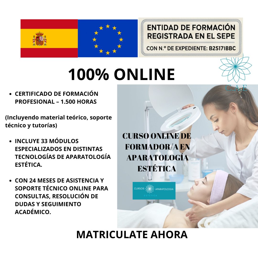 Curso online de FORMADOR/A en Aparatología Estética + CERTIFICACIÓN