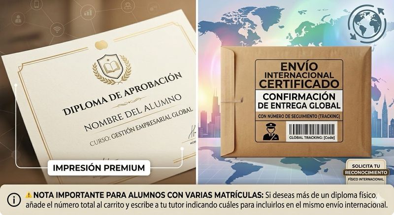 Impresión de Diploma + Envío Internacional Certificado