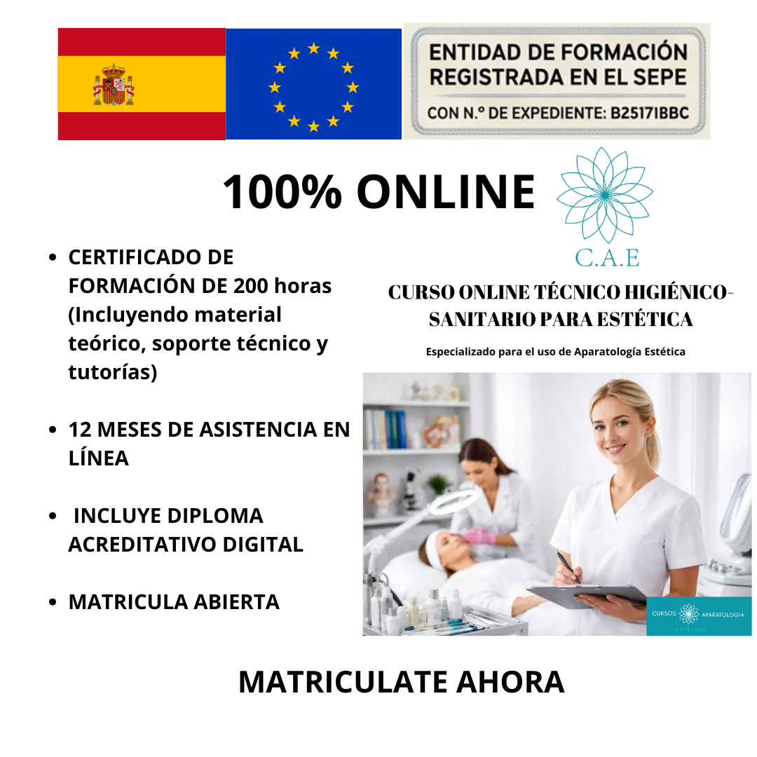 Curso Online Técnico Higiénico Sanitario para uso Aparatología Estética + CERTIFICACIÓN