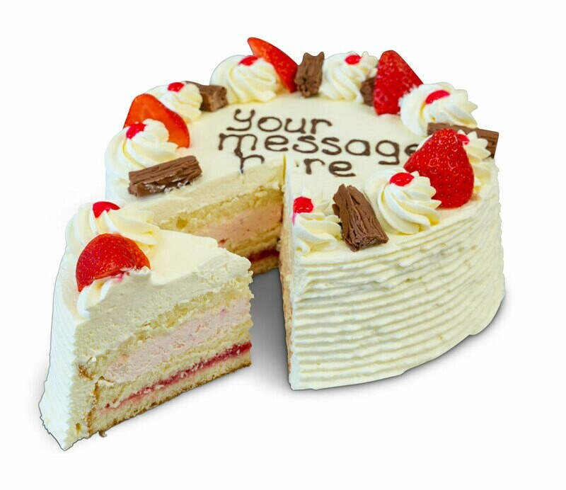 Fresh Cream Strawberry &amp; Flake 8&quot; Round