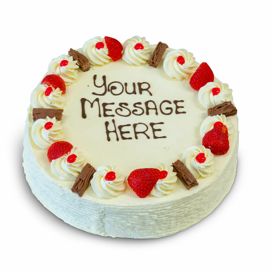 Fresh Cream Strawberry &amp; Flake 12&quot; Round