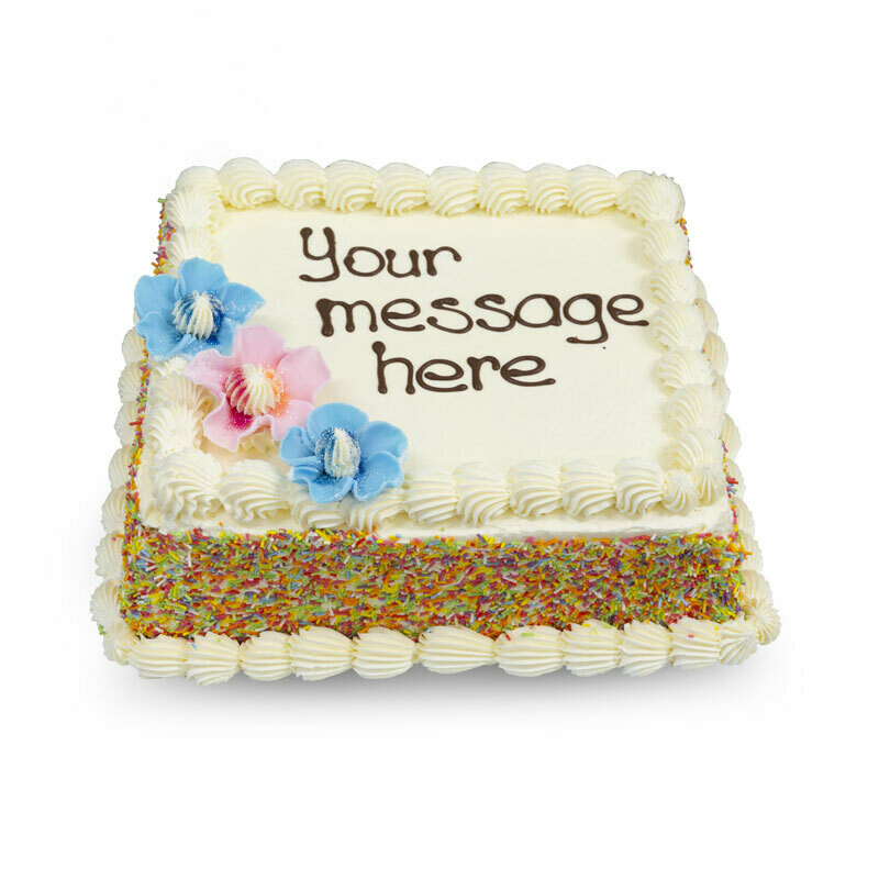 Buttercream &amp; Vanilla Sponge 10" x 8" Rectangle with 100's &amp; 1,000's