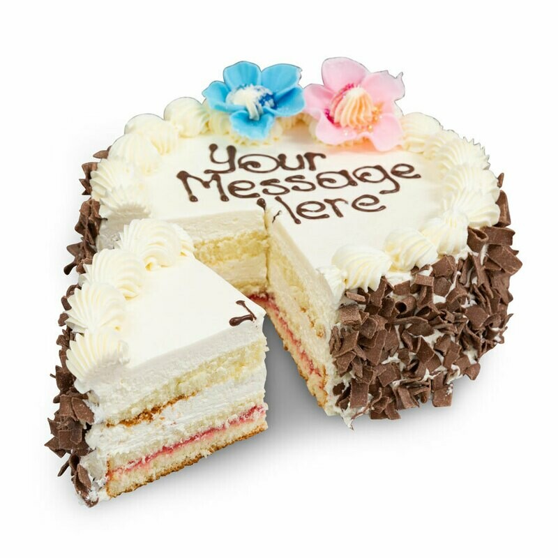 Buttercream &amp; Vanilla Sponge 8&quot; Round with Chocolate Flake Side Coating
