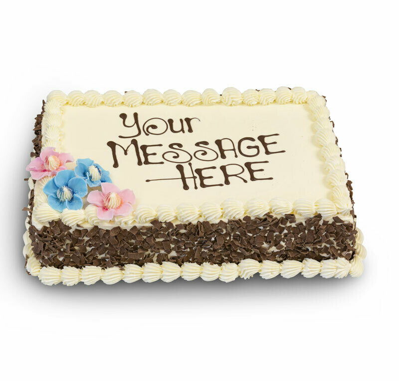 Buttercream &amp; Vanilla Sponge 10 x 16&quot; Rectangle with a Chocolate Flake Side Coating
