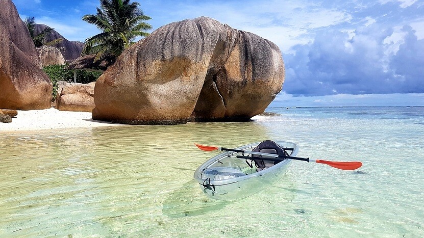 LA DIGUE: Kayak Tour - Robinson Crusoe - 3 hours with Crystal Water Kayaks (Glass Kayaks), price:  625 SCR, deposit: