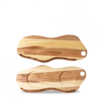 Churchill - Tagliere Naturale con 2 Impronte in legno di Acacia 41x15 cm