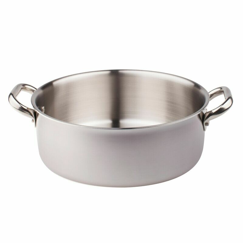 Agnelli - Casseruola Bassa 2 Manici 28 cm Acciaio Inox Induzione - 3 mm