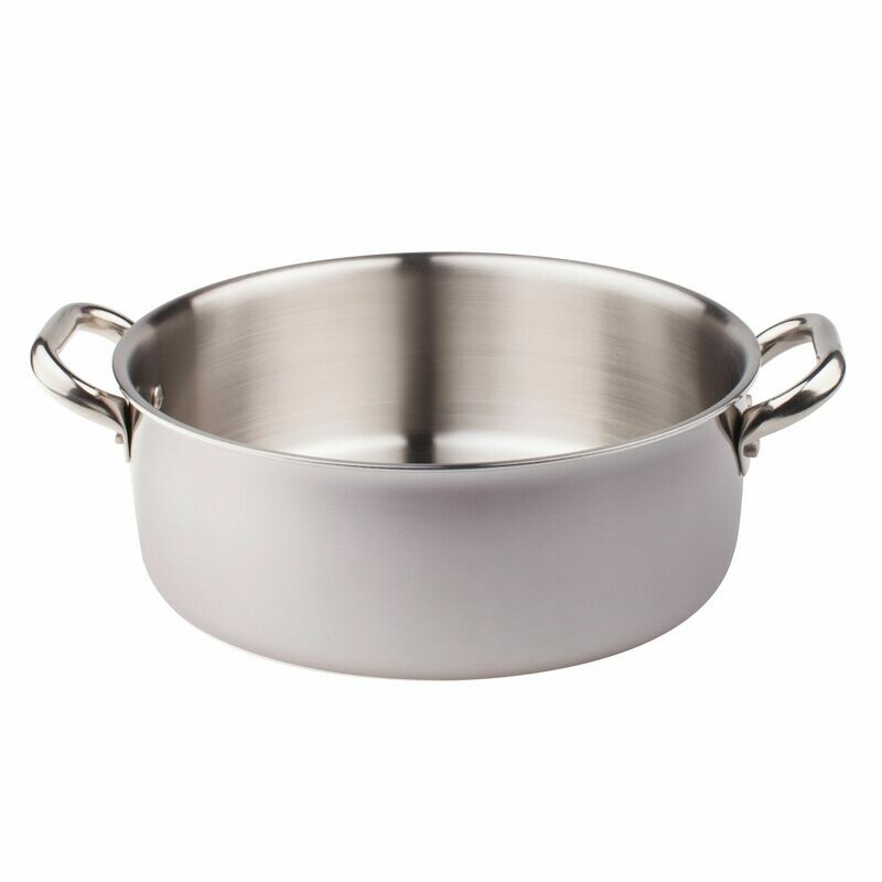 Agnelli - Casseruola Bassa 2 Manici 40 cm Acciaio Inox Induzione - 3 mm