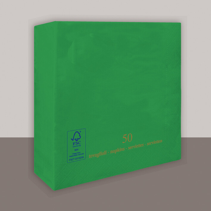 Tovagliolo Verde Smeraldo 2 veli 25x25 cm - Tirolix