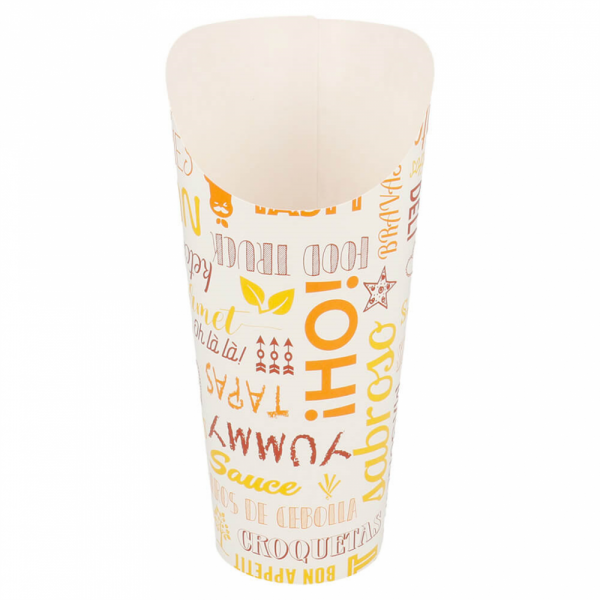 CONTENITORE PER FRITTI APERTO 'PAROLE' 22 OZ - 660 ML 220 + 18PE G/M2 Ø8,5x18 CM BIANCO CARTONE (50 UNITÀ)