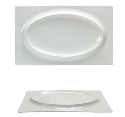 Tirolix - Piatto Rettangolare Con Rilievo 30x19 cm Gourmet Bone China