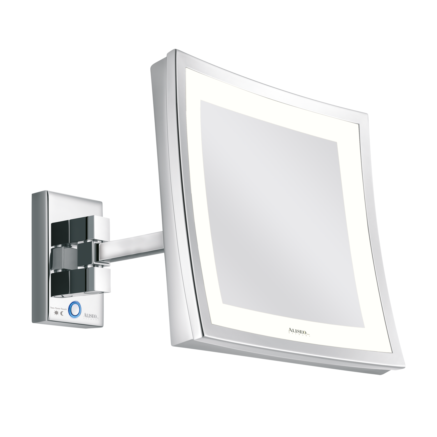 Aliseo - Quadratischer beleuchteter Spiegel mit schwenkbarem Arm LED Cubik T3