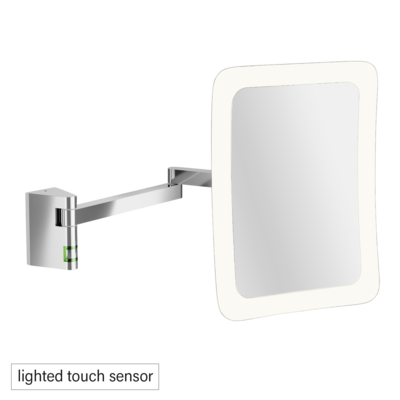 Aliseo - Specchio illuminato Quadrato con doppio braccio orientabile LED Vision