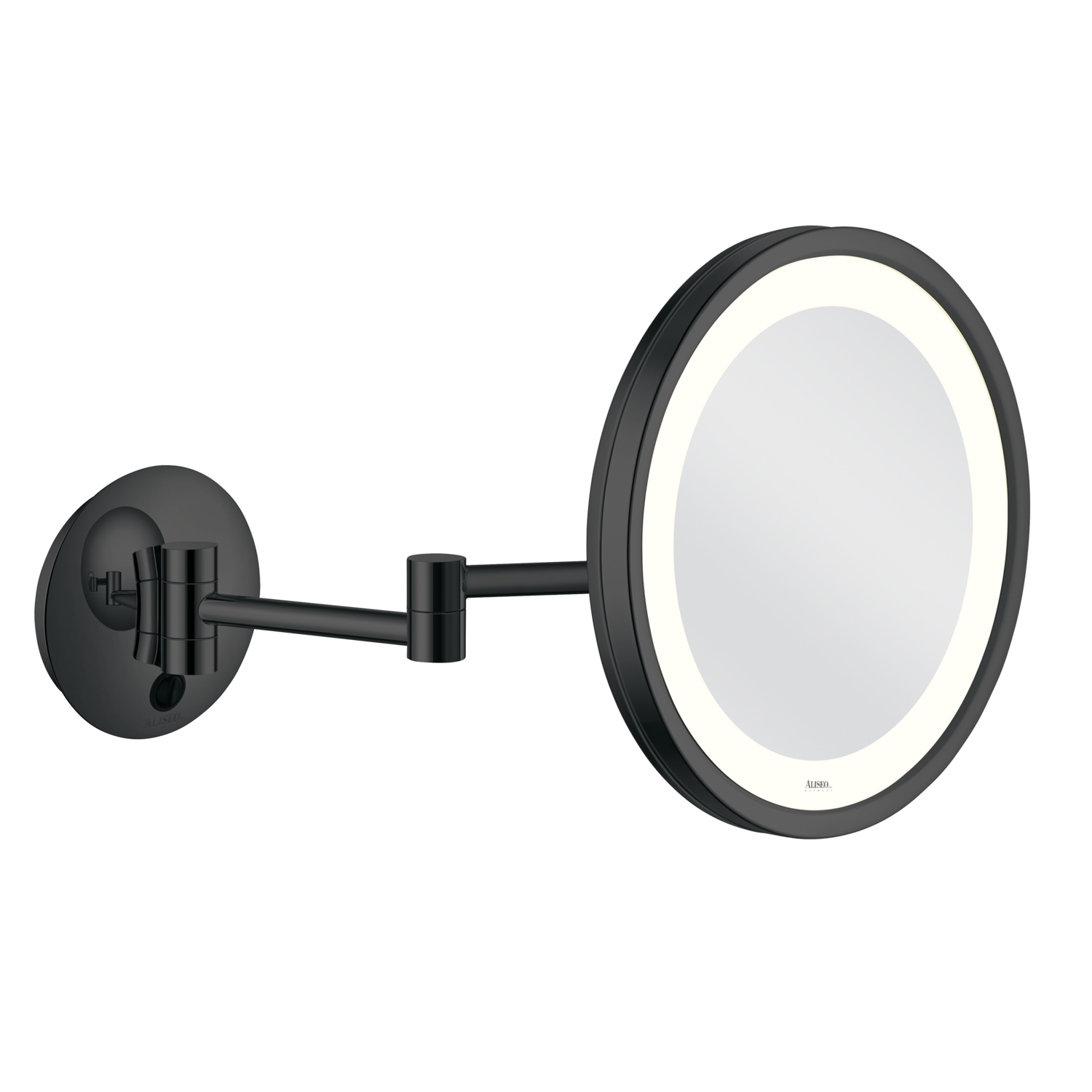 Aliseo -Beleuchteter Spiegel mit Doppelschwenkarm mattschwarz LED City Light ø 250 mm