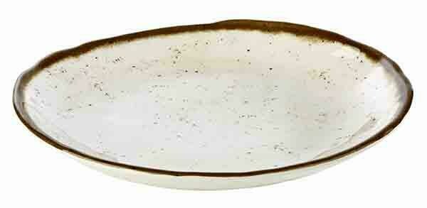 APS - Teller "Stone Art" 23,5 x 24,5 cm Weiß, Braun