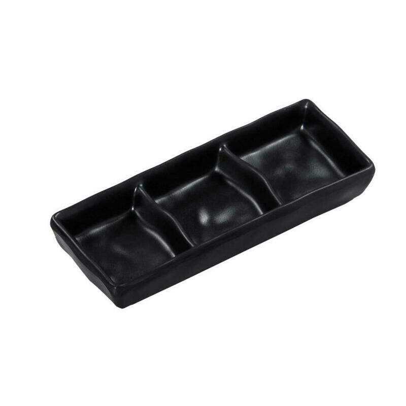 Tirolix - Piatto Rettangolare Tre Scomparti 18 x 7 cm Nero Melamina