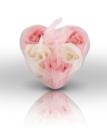 Tirolix - Rose di sapone in scatola a forma di cuore