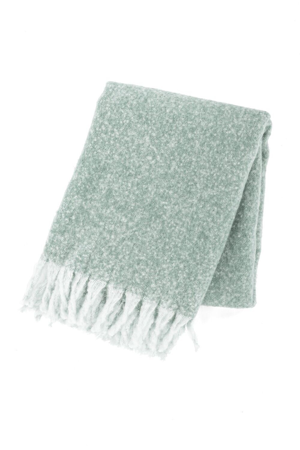 Plaid in microflanella con frange 130 x 170 cm Verde Salvia - Tirolix