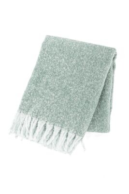 Plaid in microflanella con frange 130 x 170 cm Verde Salvia - Tirolix