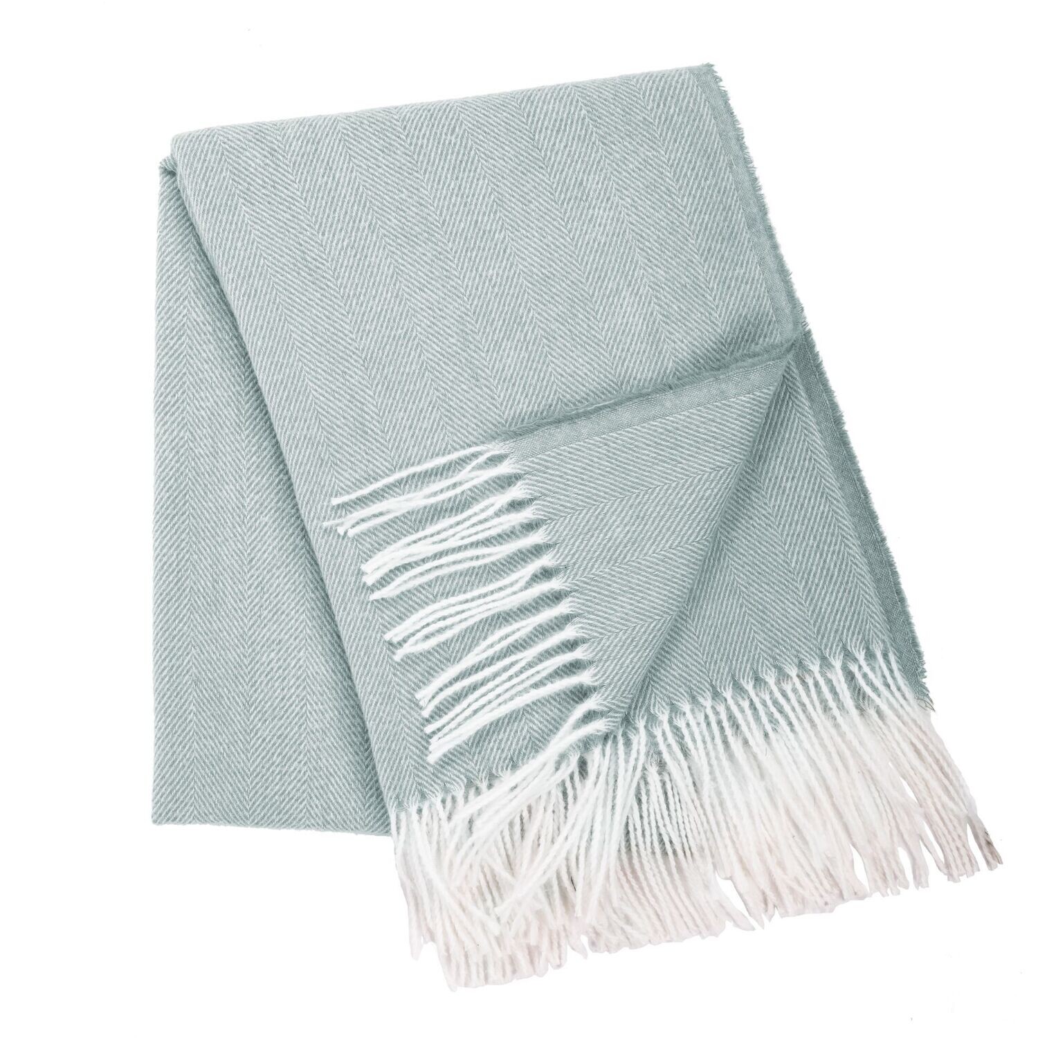 Plaid with Fringes 130 x 170 cm Sage Green - Tirolix