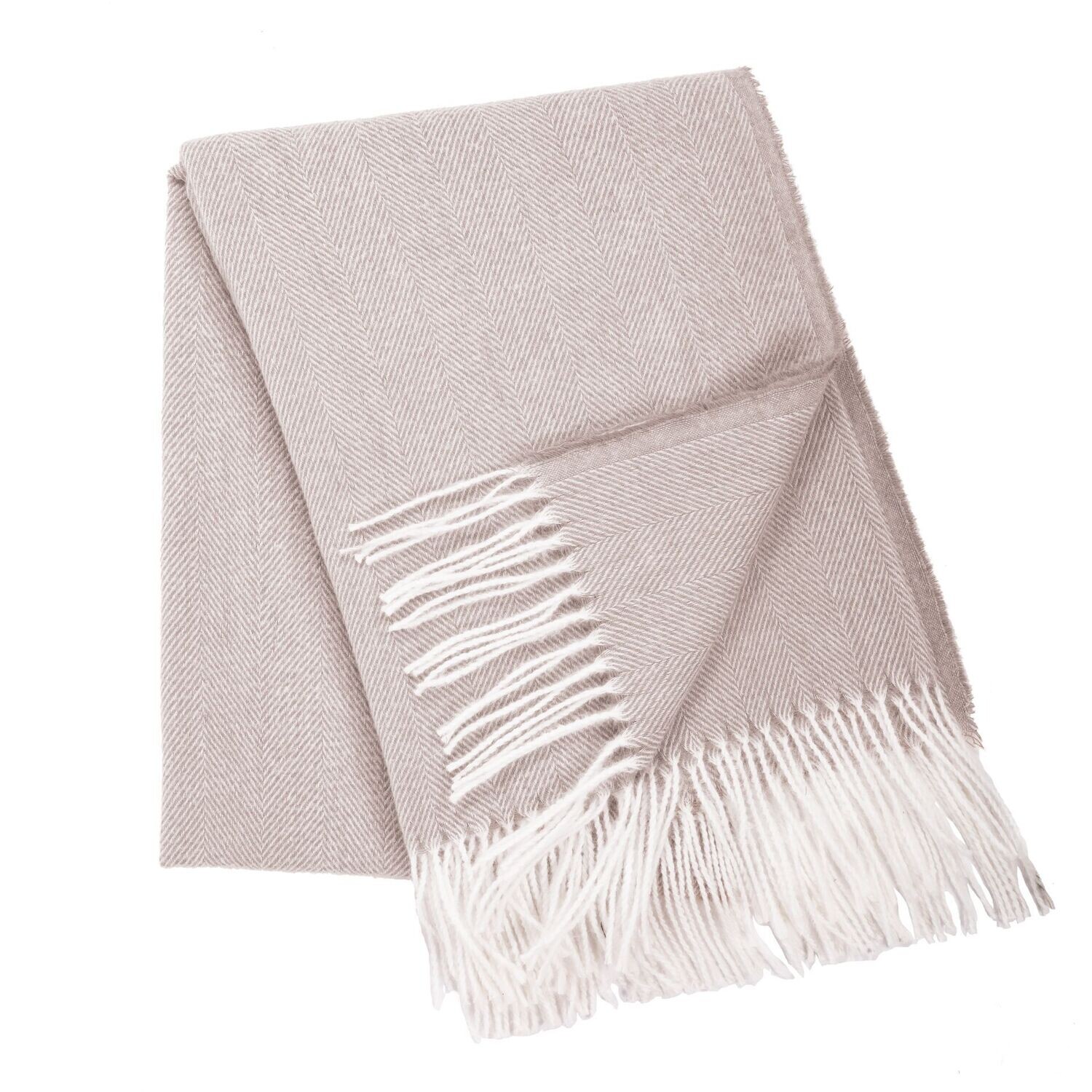 Plaid con frange 130 x 170 cm Taupe - Tirolix
