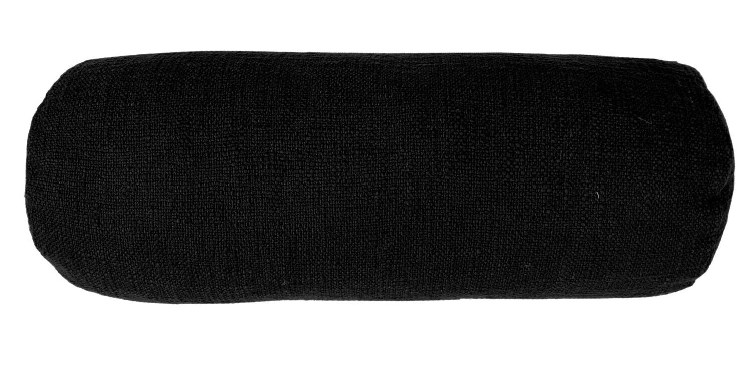 Cylindrical Slub Cotton Cushion 15 x 45 cm Black - Tirolix