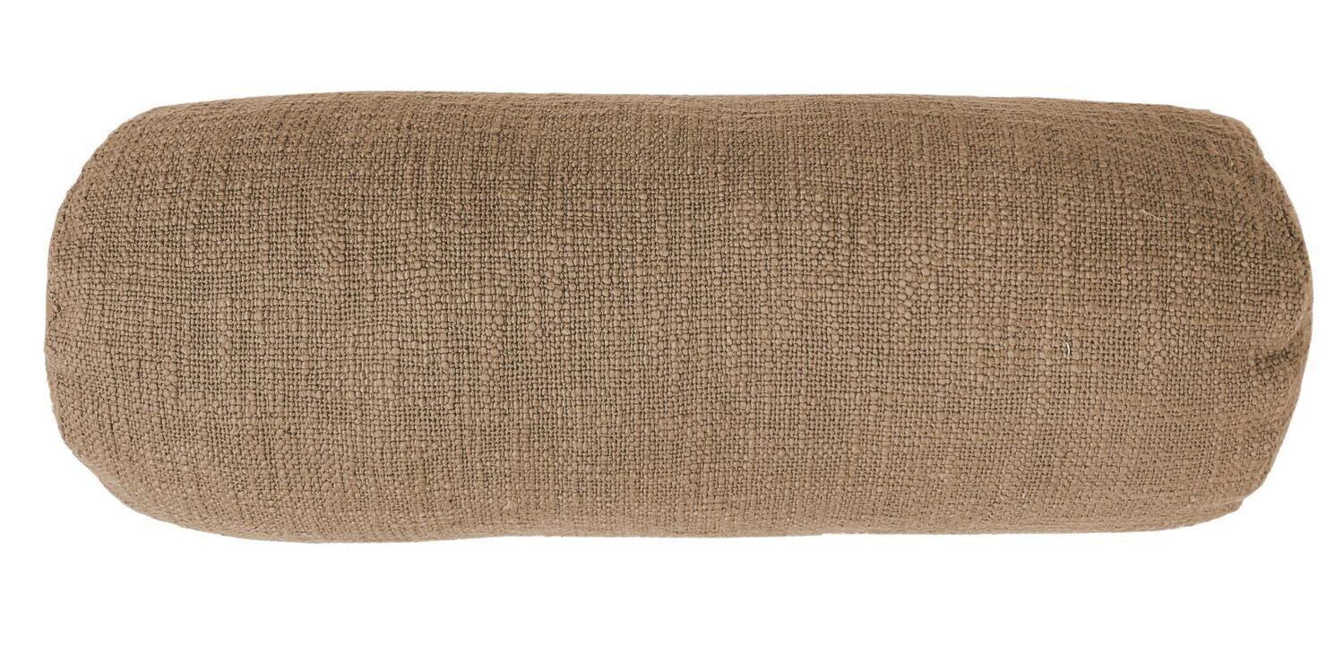 Cuscino in cotone slub cilindrico 15 x 45 cm Beige - Tirolix