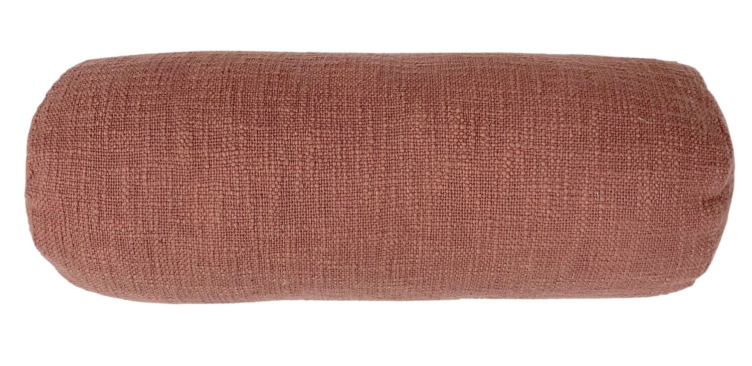 Cuscino in cotone slub cilindrico 15 x 45 cm Ruggine - Tirolix