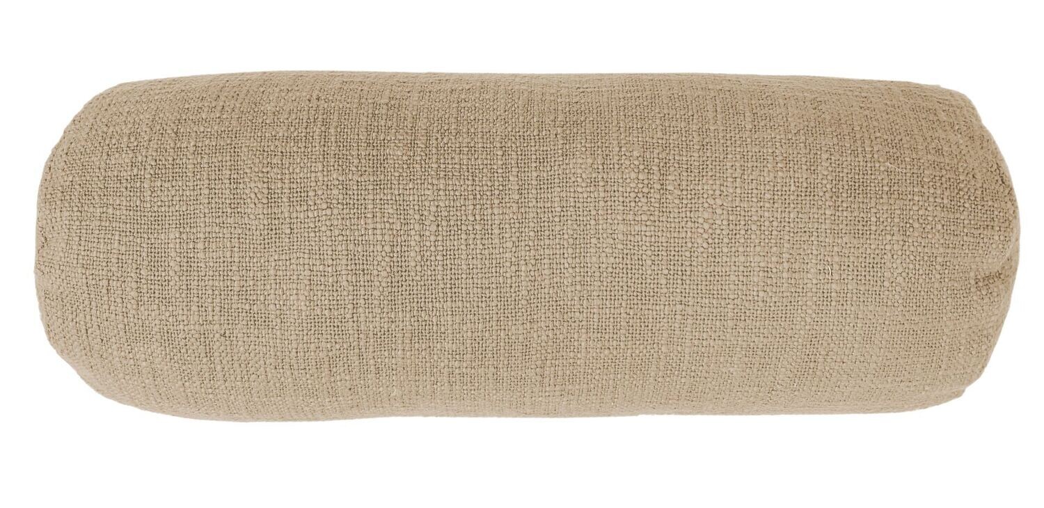 Cuscino in cotone slub cilindrico 15 x 45 cm Sabbia - Tirolix