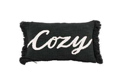 Cuscino con scritta in cotone slub 30 x 50 cm Nero - Tirolix