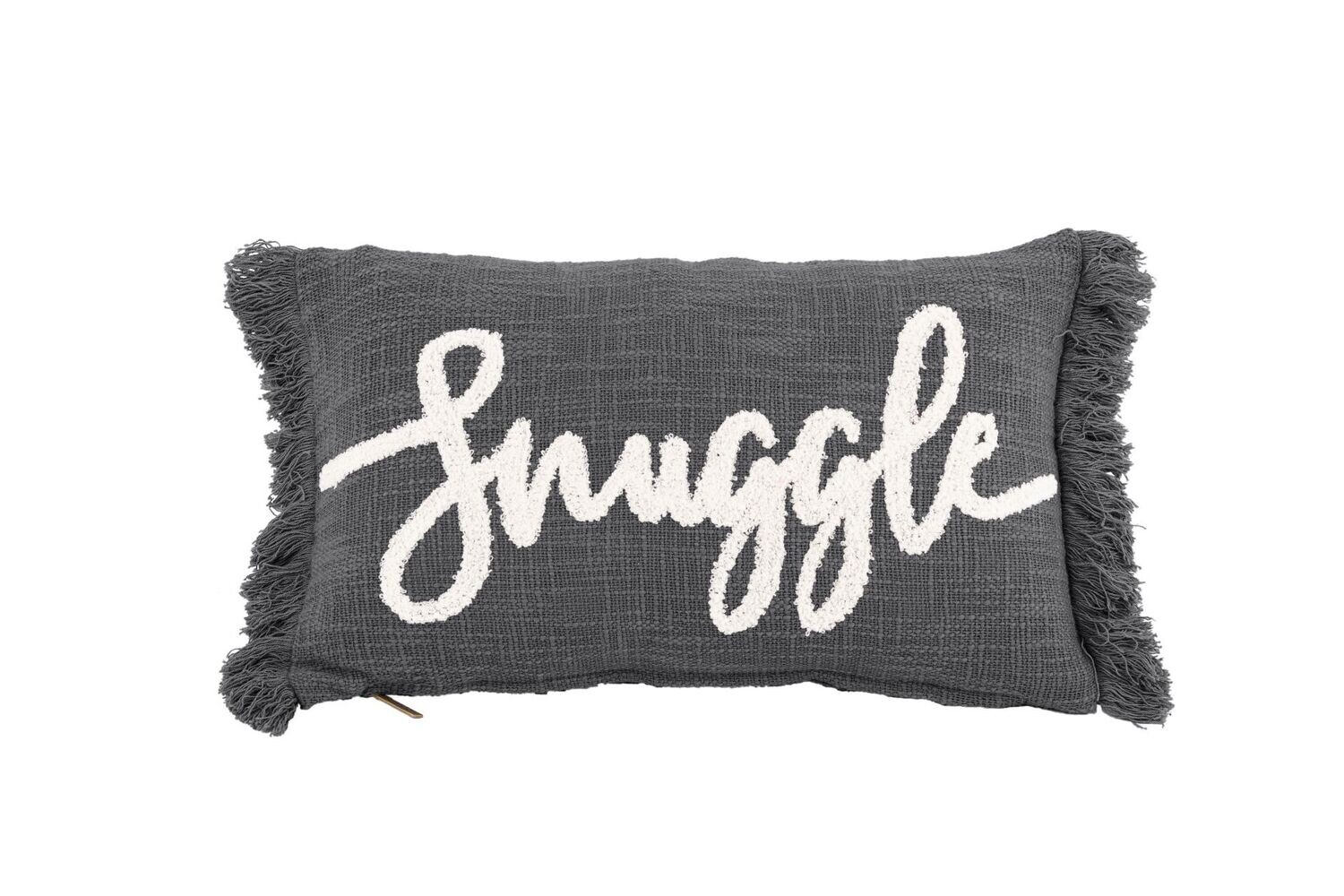 Cuscino con scritta in cotone slub 30 x 50 cm Grigio - Tirolix