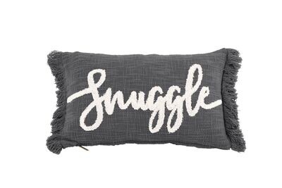 Cuscino con scritta in cotone slub 30 x 50 cm Grigio - Tirolix