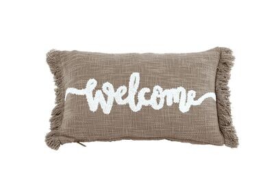 Cuscino con scritta in cotone slub 30 x 50 cm Taupe - Tirolix