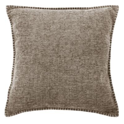Cuscino con bordi ricamati 45 x 45 cm Marrone - Tirolix