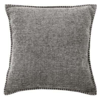 Cuscino con bordi ricamati 45 x 45 cm Grigio Scuro - Tirolix