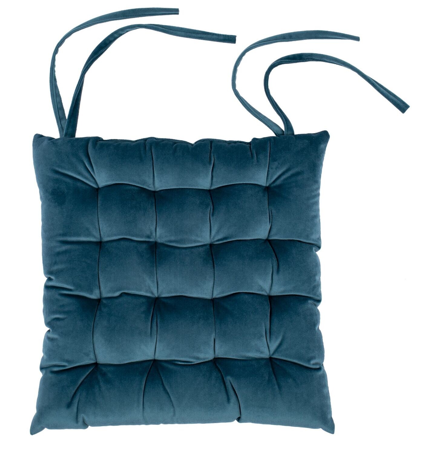 Cuscino per sedia Trapuntato in Velluto 37x37 cm Blu - Tirolix