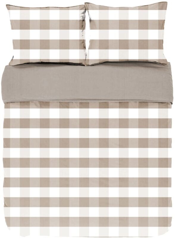 Copripiumino a quadri con federe 240 x 220 cm Taupe - Tirolix