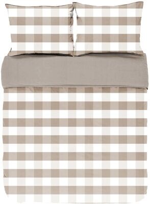 Copripiumino a quadri con federe 240 x 220 cm Taupe - Tirolix