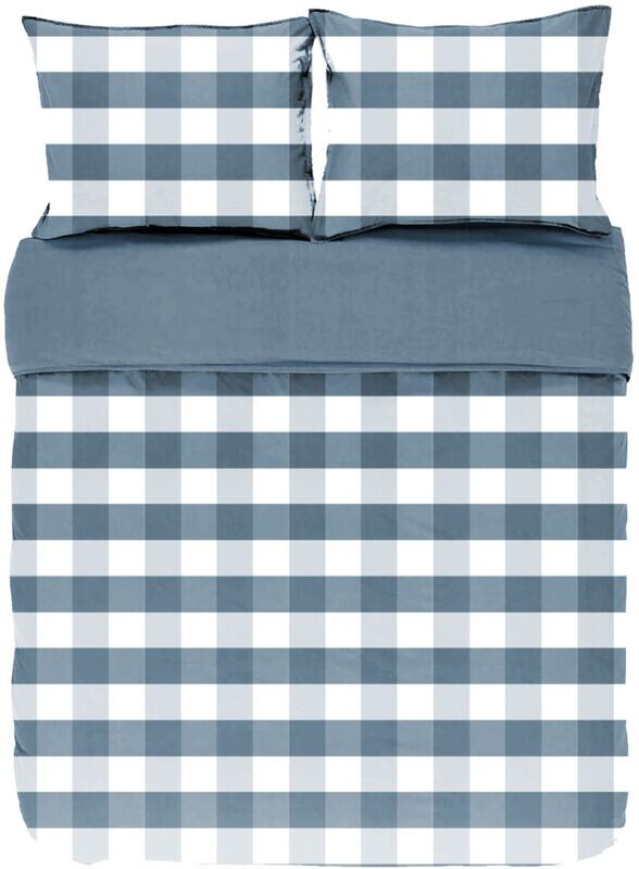 Copripiumino a quadri con federe 240 x 220 cm Blu - Tirolix