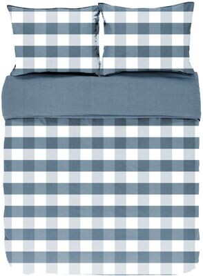 Copripiumino a quadri con federe 240 x 220 cm Blu - Tirolix