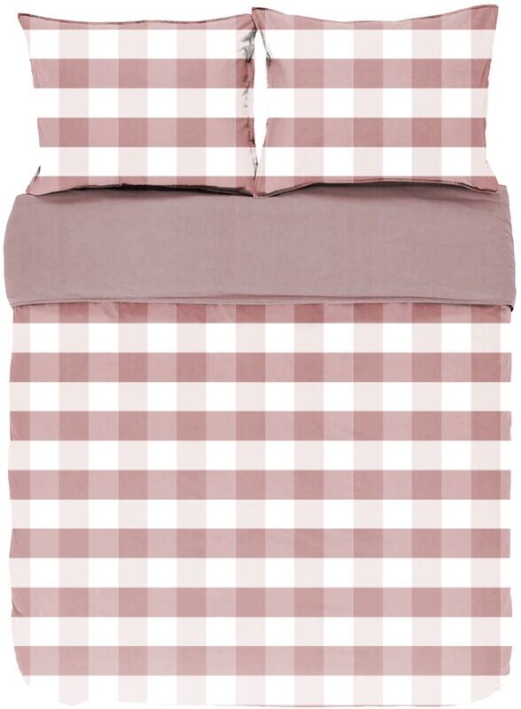 Copripiumino a quadri con federe 240 x 220 cm Rosa - Tirolix