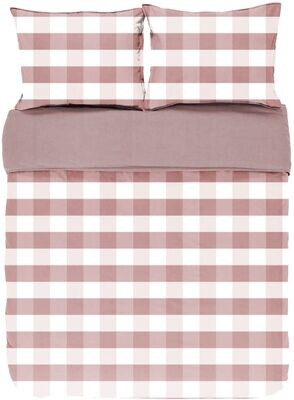 Copripiumino a quadri con federe 240 x 220 cm Rosa - Tirolix